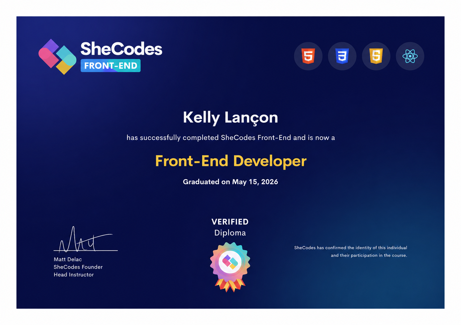 SheCodes Front-End Developer Diploma